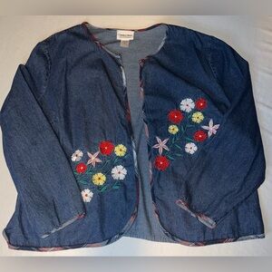 Country Store Embroidered Denim Jacket Floral Boho 3X Cottagecore